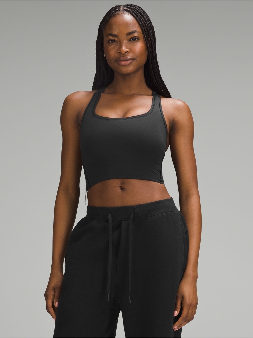 Wundermost Ultra-Soft Nulu Scoop-Neck Cropped Tank, Black, 6